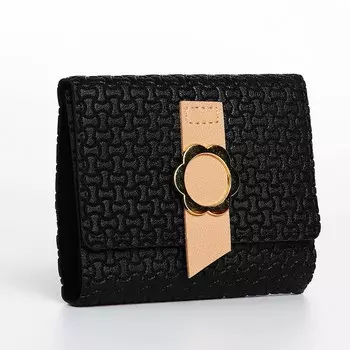 Кошелёк женский на кнопке, 11110 см, комбинированный, чёрный