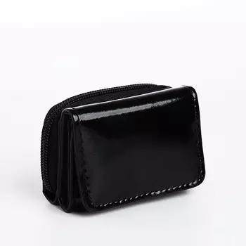 Кошелёк женский на кнопке, 94.56.5 см, лаковый, чёрный