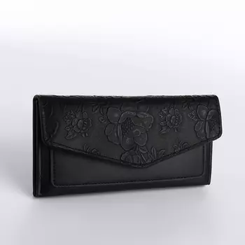 Кошелёк женский на кнопке, цвет чёрный