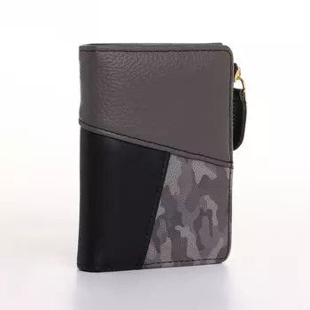 Кошелёк женский на кнопке, 11.529 см, комбинированный, серый