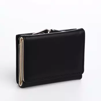 Кошелёк женский на кнопке, 10.538.5 см, однотонный, чёрный