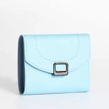 Кошелёк женский на кнопке, 1239 см, однотонный, голубой
