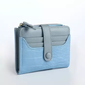 Кошелёк женский на кнопке, цвет голубой
