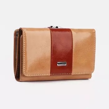 Кошелёк женский на кнопке, цвет коричневый