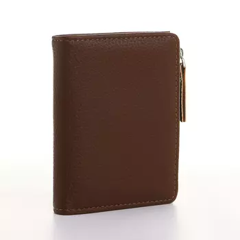 Кошелёк женский на кнопке, 11.529 см, однотонный, коричневый