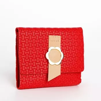 Кошелёк женский на кнопке, 11110 см, комбинированный, красный
