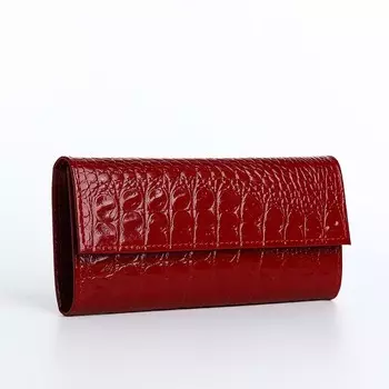 Кошелёк женский на кнопке, 1839 см, с текстурой, насыщенный красный