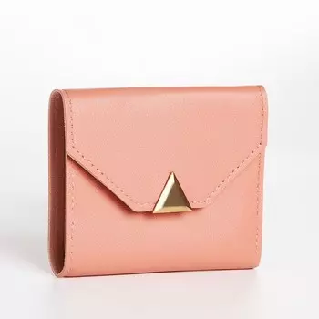 Кошелёк женский на кнопке 11110 см, с золотистой фурнитурой, пудровый