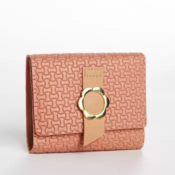 Кошелёк женский на кнопке, 11110 см, комбинированный, розовый