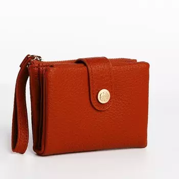 Кошелёк женский на кнопке, 12.52.59 см, однотонный, чёрный