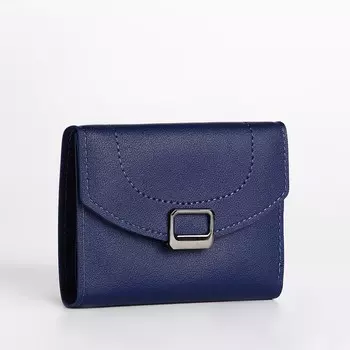 Кошелёк женский на кнопке, 1239 см, однотонный, синий
