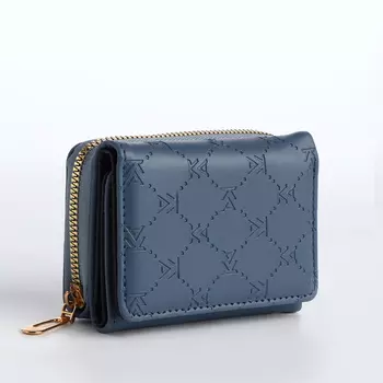 Кошелёк женский на кнопке 1148 см, тиснением, синий