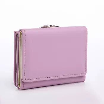 Кошелёк женский на кнопке, 10.538.5 см, однотонный, сиреневый