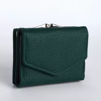Кошелёк женский на кнопке 10.53.58.5 см, тёмно-зелёный