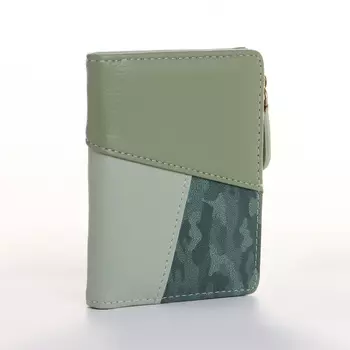 Кошелёк женский на кнопке, 11.529 см, комбинированный, зелёный