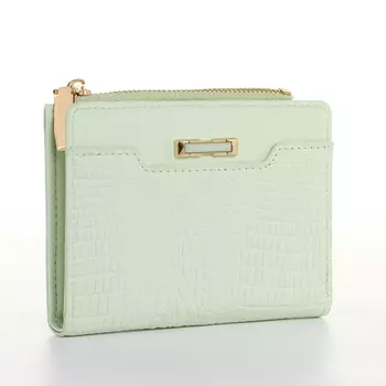 Кошелёк женский на кнопке, 12.529 см, однотонный, комбинированный, светло-зелёный