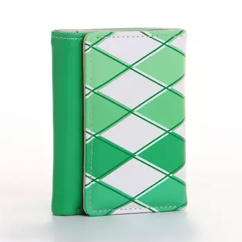 Кошелёк женский на кнопке, 10.52.58.5 см, с принтом, зелёный/белый