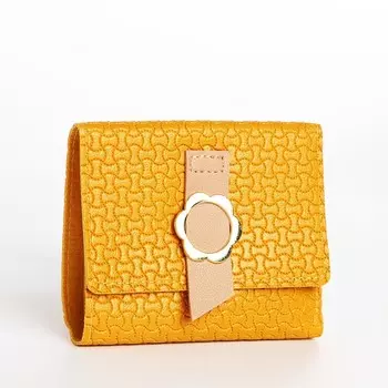 Кошелёк женский на кнопке, 11110 см, комбинированный, жёлтый