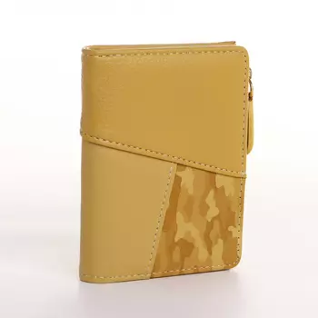 Кошелёк женский на кнопке, 11.529 см, комбинированный, жёлтый