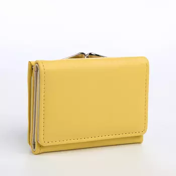 Кошелёк женский на кнопке, 10.538.5 см, однотонный, жёлтый