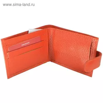 Кошелёк женский на кнопке раскладной,1 отдел для купюр, для монет, для кредитных карт, цвет красный