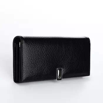 Кошелёк женский на магнитах с фермуаром, цвет чёрный