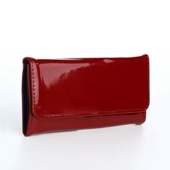 Кошелёк женский на магните, 19.52.59 см, лаковый, бордовый