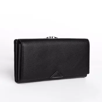 Кошелёк женский на магните с фермуаром, цвет чёрный