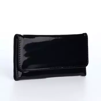Кошелёк женский на магните, 19.52.59 см, лаковый, чёрный