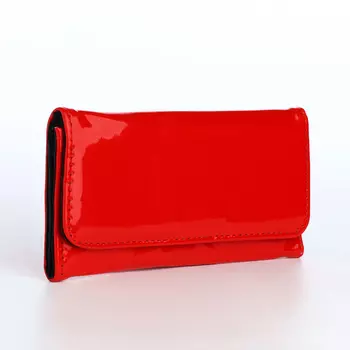 Кошелёк женский на магните, 19.52.59 см, лаковый, красный