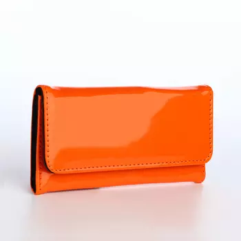 Кошелёк женский на магните, 19.52.59 см, лаковый, оранжевый