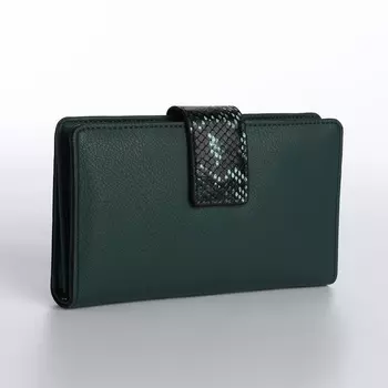Кошелёк женский на магните, цвет зелёный