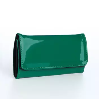 Кошелёк женский на магните, 19.52.59 см, лаковый, зелёный