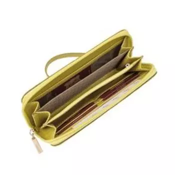Кошелёк женский на молнии, 3 отдела для купюр, для монет, для кредитных карт, цвет жёлтый