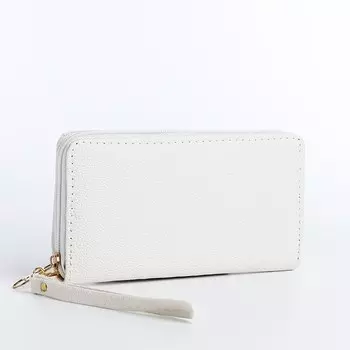 Кошелёк женский на молнии с ремешком, цвет белый