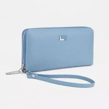 Кошелёк женский на молнии, цвет голубой