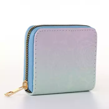 Кошелёк женский на молнии 112.59 см, градиентный, голубой