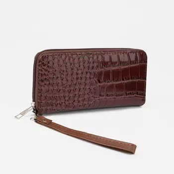Кошелёк женский на молнии, цвет коричневый