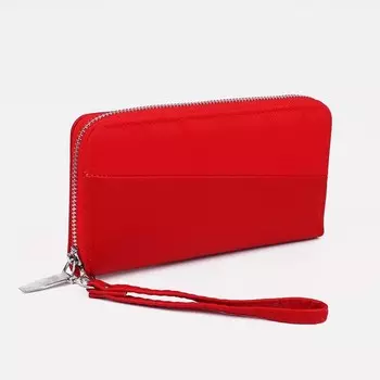 Кошелёк женский на молнии с ремешком, 19.52.510 см, комбинированный, красный