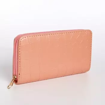 Кошелёк женский на молнии, 19.52.510 см, с текстурой, бежево-розовый