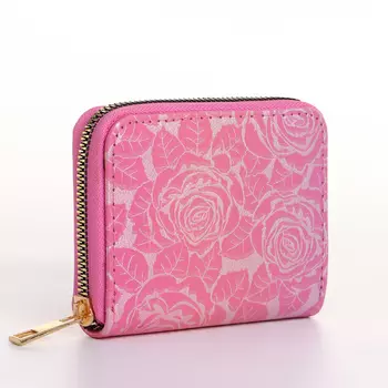 Кошелёк женский на молнии 112.59 см, с цветочным принтом, розовый