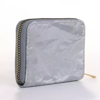 Кошелёк женский на молнии 112.59 см, однотонный, серый