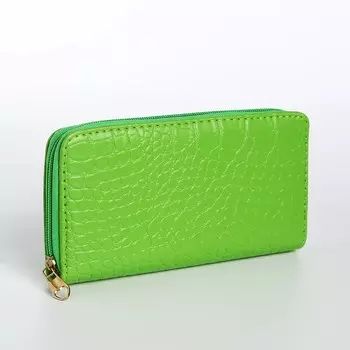 Кошелёк женский на молнии, 19.52.510 см, с текстурой, салатовый