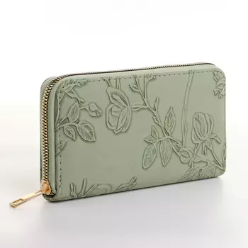 Кошелёк женский на молнии, цвет зелёный