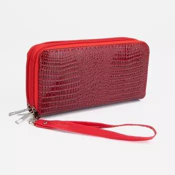 Кошелёк женский на молниях, цвет красный