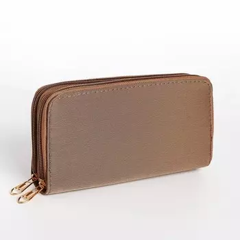 Кошелёк женский на молниях 19.549.5 см, однотонный, бежевый