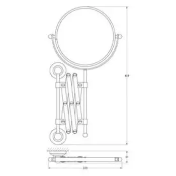 Косметическое зеркало 3SC двустороннее x2, античное серебро