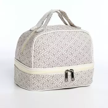 Косметичка, 2 отдела на молниях, цвет белый