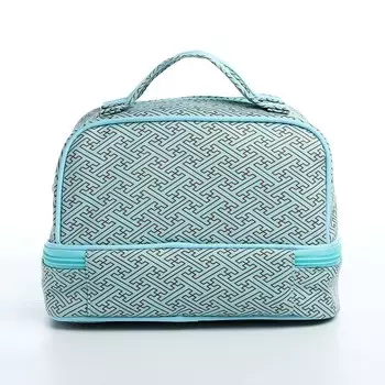 Косметичка, 2 отдела на молниях, цвет бирюзовый