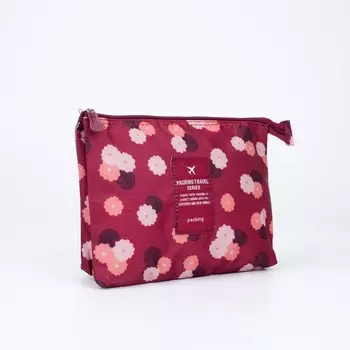 Косметичка, 2 отдела на молниях, цвет бордовый